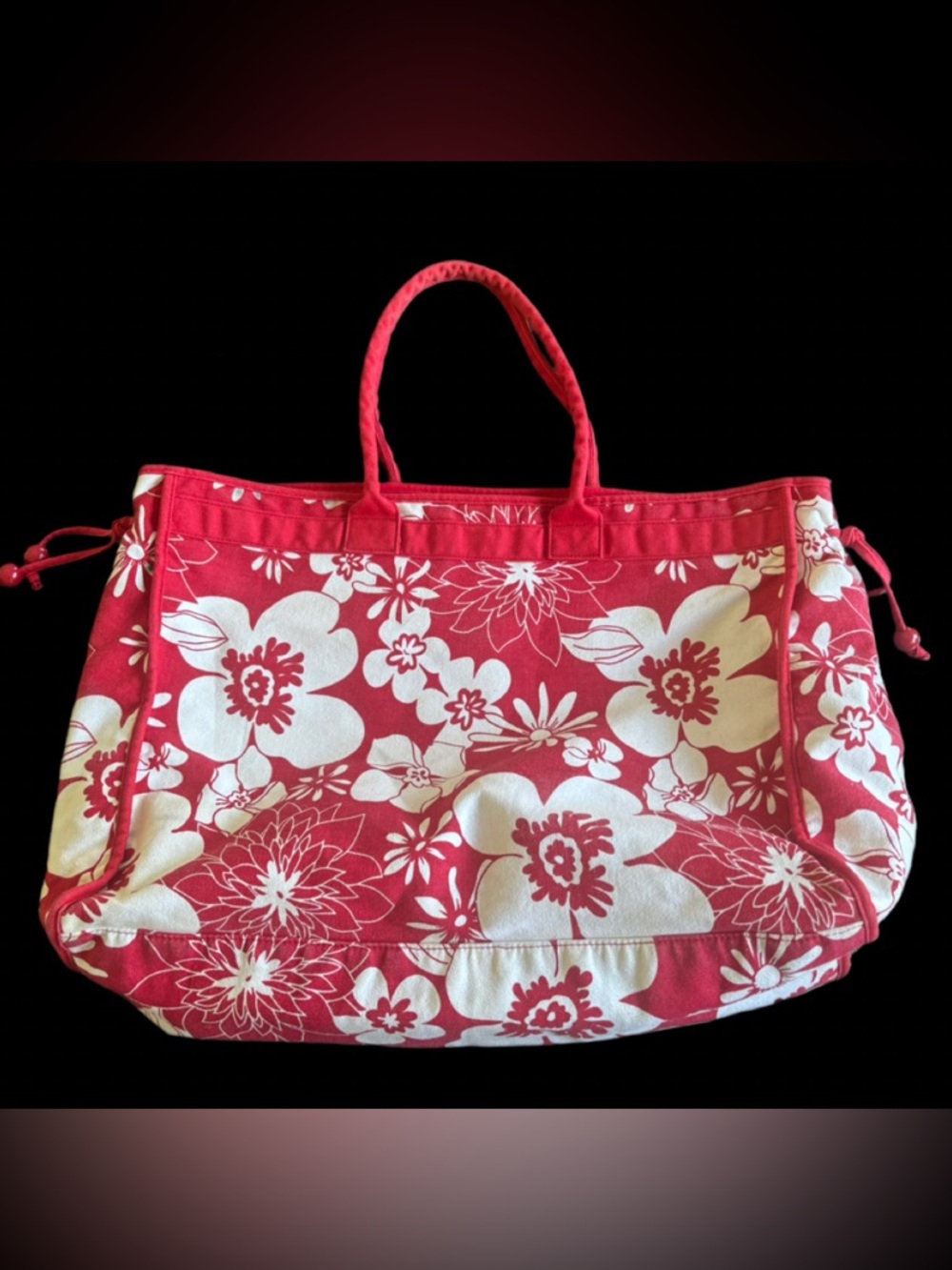 🌸 Rare Y2K Large Hibiscus Beach Tote - Excellent Vintage Condition! 🌸